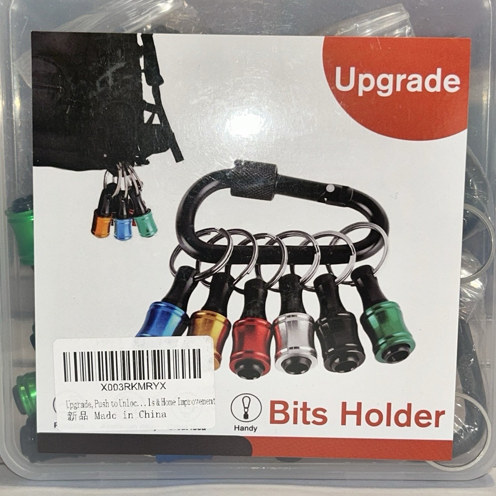 21pc Quick Change Hex Bit Holder Keyring Set Metal Multicolor Push To UnLock